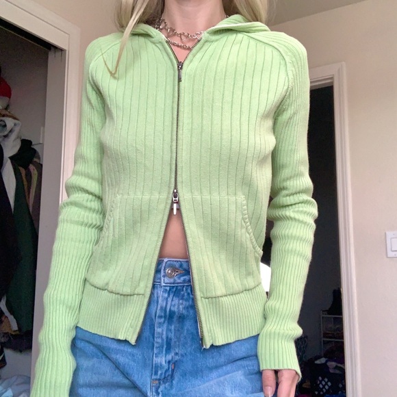 Vintage Sweaters - Vintage Y2K Calvin Klein Knit Zip Sweater Hoodie